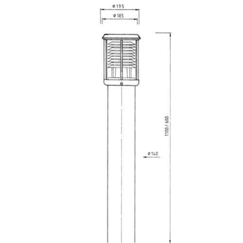 Bollard luminaire tpl-3105 drawing