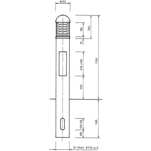 Bollard luminaire tpl-3200 drawing