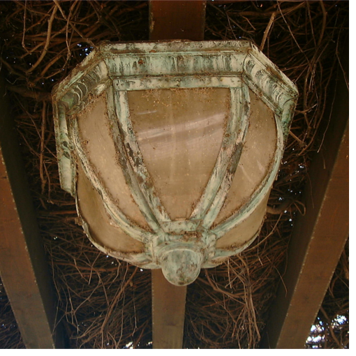 Art Nouvau style luminaires before restoration