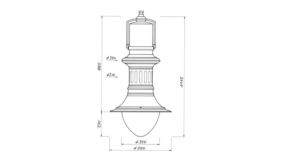 historische leuchte thl-331 zeichnung